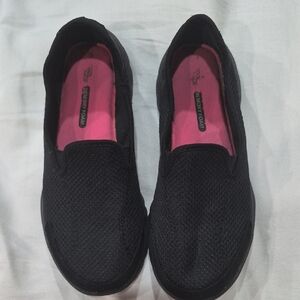 Women's Black Sketchers Cool Wave Memory Foam Slip Ons Shoes Slide On Size 10 W